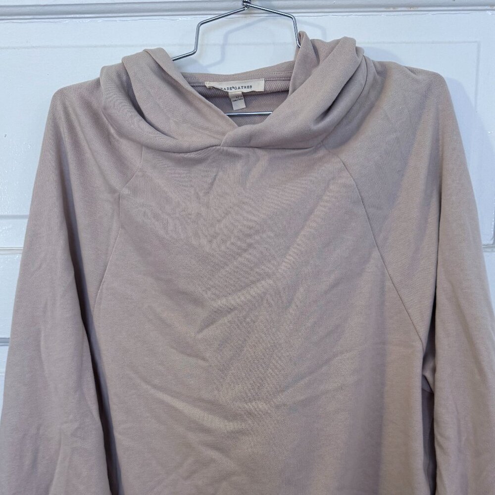 Grade & Gather Luxury Boutique Beige / Tan Oversized Hooded Sweatshirt - S / M